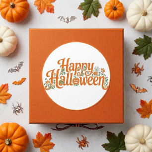 Elegante Herfst Gelukkig Halloween Oranje Pompoen Ronde Sticker