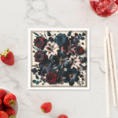 Elegante Herfst geperste bloemen donkere bruiloft Servet (Insitu)