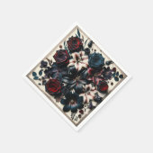 Elegante Herfst geperste bloemen donkere bruiloft Servet (Hoek)