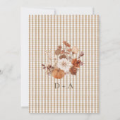 Elegante herfst gingham herfstbruiloft kaart (Achterkant)