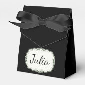 Elegante herfst groen geschulpte zwarte gunst doze bedankdoosjes (Voorkant Zijde)