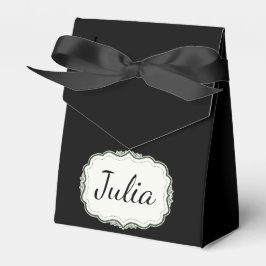 Elegante herfst groen geschulpte zwarte gunst doze bedankdoosjes