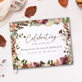 Elegante Herfst Herdenkingsviering van het Leven Gastenboek
