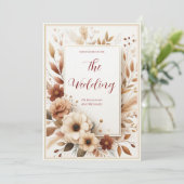 Elegante Herfst Herfst Bloemen Huwelijksuitnodigin Kaart (Staand voorkant)