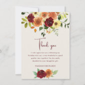 Elegante Herfst | Herfst Bloemen Verjaardag Bedankkaart (Voorkant)