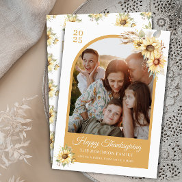 Elegante Herfst Herfst Bloemenboog Happy Thanksgiv Feestdagenkaart