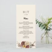 Elegante herfst Herfst bloemenbruiloft Menu Kaart (Staand voorkant)