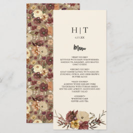 Elegante herfst Herfst bloemenbruiloft Menu Kaart