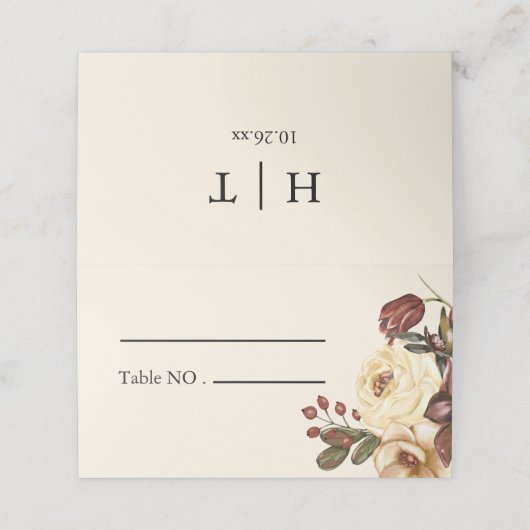 Elegante herfst Herfst bloemenbruiloft plaats kaar Plaatskaartje (Buitenkant ongevouwen)
