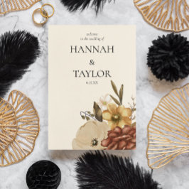 Elegante herfst Herfst bloemenklep bruiloft progra Programmakaart