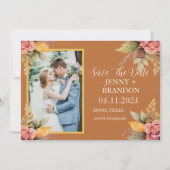 Elegante Herfst herfst bloementerracotta foto Save The Date (Voorkant)