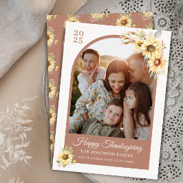 Elegante Herfst Herfst Chic Floral Happy Thanksgiv Feestdagenkaart