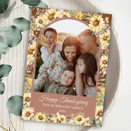 Elegante Herfst Herfst Happy Thanksgiving Foto Feestdagenkaart