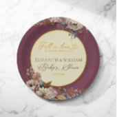 Elegante herfst Herfst in liefde Bloemen Bourgogne Papieren Bordje