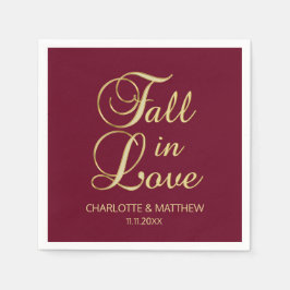 Elegante Herfst Herfst in Liefde Bourgondische bru Servet