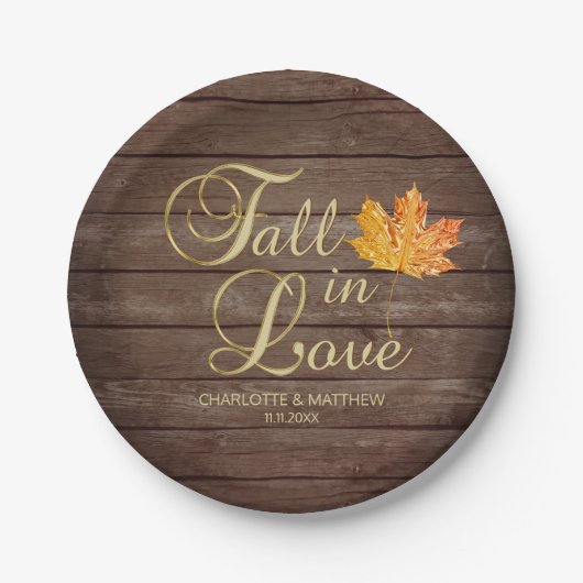 Elegante herfst Herfst in liefde rustieke land bru Papieren Bordje (Voorkant)