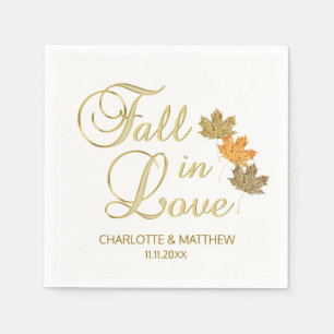 Elegante herfst Herfst in liefde wit kleur bruilof Servetten