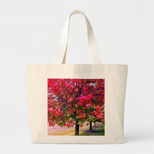 Elegante Herfst Herfst roze impressionistische bom Grote Tote Bag (Voorkant)