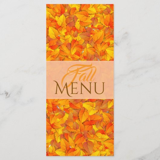 Elegante Herfst Herfst Sinaasappel Bladeren Flat M Menu (Achterkant)