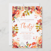 Elegante Herfst Herfst Waterverf Bloemen 30 Verjaa Kaart (Voorkant)