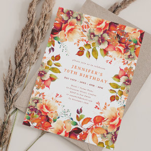 Elegante Herfst Herfst Waterverf Bloemen 70 Verjaa Kaart