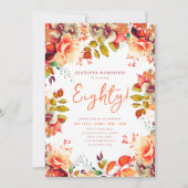 Elegante Herfst Herfst Waterverf Bloemen 80 Verjaa Kaart (Voorkant)