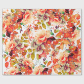 Elegante Herfst Herfst Waterverf Bloemen Verjaarda Cadeaupapier (Vlak)