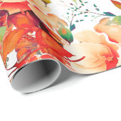 Elegante Herfst Herfst Waterverf Bloemen Verjaarda Cadeaupapier (Rol Hoek)