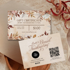 Elegante Herfst Herfst Waterverf Bloemen Visitekaartje