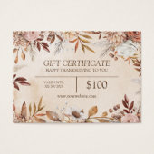 Elegante Herfst Herfst Waterverf Bloemen Visitekaartje (Voorkant)