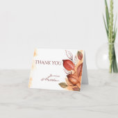 Elegante herfst Herfst Waterverf bloemenbruiloft Bedankkaart (Voorkant)