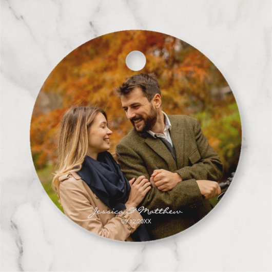 Elegante Herfst Herfst Waterverf Foto Welkom Bedankjes Labels (Achterkant)