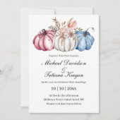 Elegante herfst herfst waterverf pompoen bruiloft kaart (Voorkant)