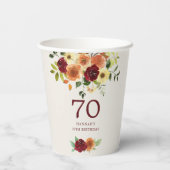 Elegante Herfst | Herfstbloem 70e verjaardag Papieren Bekers (Achterkant)