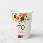 Elegante Herfst | Herfstbloem 70e verjaardag Papieren Bekers (Voorkant)