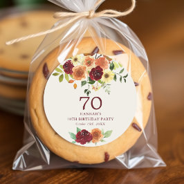 Elegante Herfst | Herfstbloem 70e verjaardag Ronde Sticker