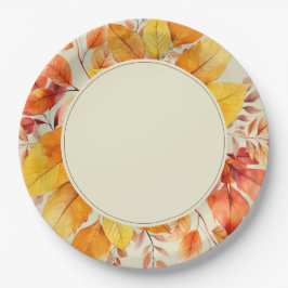 Elegante Herfst Huwelijk met Landelijke Bladeren Papieren Bordje