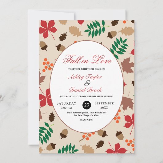 Elegante Herfst in liefde bladeren herfst bloemenb Kaart (Voorkant)