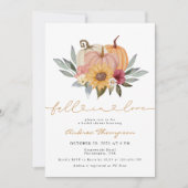 Elegante Herfst in Liefde Bloemen Pompoen Vrijgeze Kaart (Voorkant)