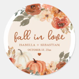 Elegante Herfst in liefde Boho pompoen bruiloft Ronde Sticker
