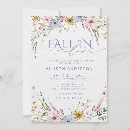 Elegante Herfst in liefde bruids doucheuitnodiging Kaart (Voorkant)