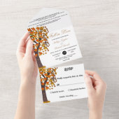 Elegante Herfst in liefde gesneden boom herfstbrui All In One Uitnodiging (Afscheurbaar)