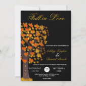 Elegante Herfst in Liefde Gesneden Boom Zwart Brui Kaart (Voorkant)