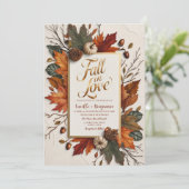 Elegante Herfst in liefde Golden Autumn Wedding Kaart (Staand voorkant)