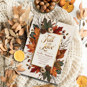 Elegante Herfst in liefde Golden Autumn Wedding Kaart