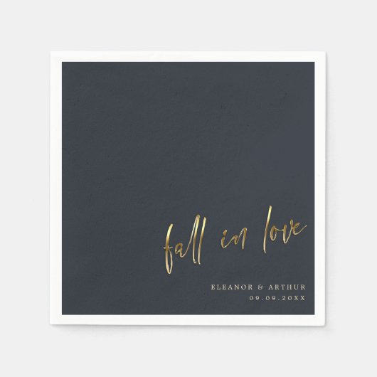 Elegante Herfst in liefde | Gouden Script bruiloft Servet (Voorkant)