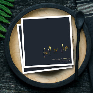 Elegante Herfst in liefde Gouden Script bruiloft Servet