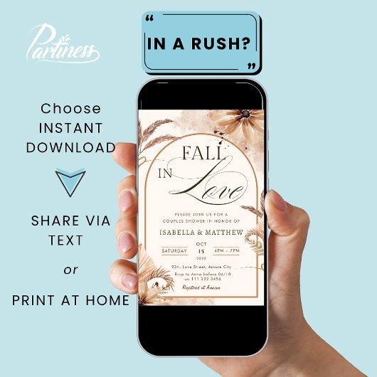 Elegante Herfst in Liefde Koppels Boho Trouwdouche Kaart