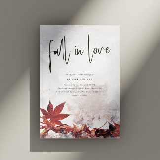 Elegante 'Herfst in liefde' Maple Leaves Bruiloft Kaart