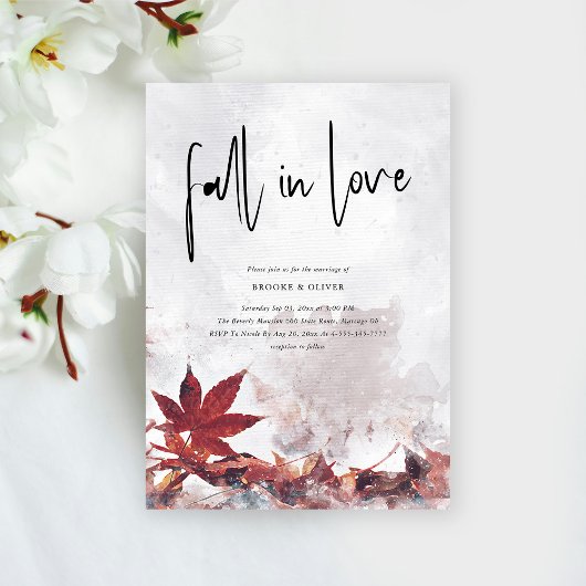 Elegante 'Herfst in liefde' Maple Leaves Bruiloft Kaart